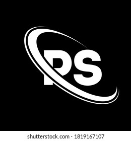 PS logo. P S design. White PS letter. PS/P S letter logo design. Initial letter PS linked circle uppercase monogram logo.	
