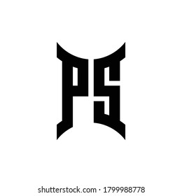 PS monogram logo with curved side design template