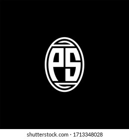 PS-Monogramm-Logo einzeln auf ovaler, rotierender Schablone