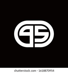 PS monogram logo with an oval style on a black background	