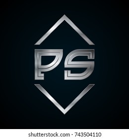PS Monogram, Metal Logo, Silver Logo
