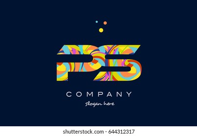 ps p s alphabet letter logo colors colorful rainbow acrylic font creative text dots company vector icon design template