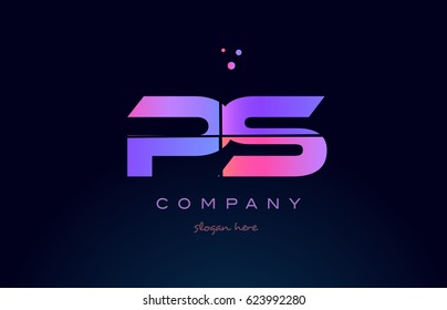 ps p s creative color blue background pink purple blue magenta alphabet letter company logo vector icon design