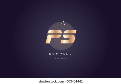 ps p s  gold yellow golden metal metallic bold luxury product modern creative gradient alphabet company logo design vector icon template