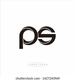 ps p s Initial Letter Split Lowercase Modern Monogram linked outline rounded logo