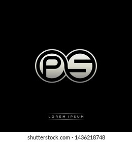 PS P S initial letter linked circle capital monogram logo modern template silver color edition