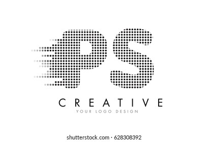 PS P S Letter Logo Design with Black Dots and Bubble Trails.