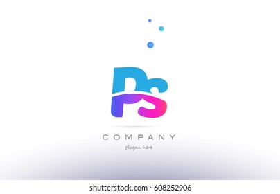 ps p s  pink purple blue white uppercase lowercase modern creative alphabet gradient company letter logo design vector icon template
