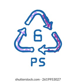 ps plastic product marker doodle icon sketch vector. ps plastic product marker sign. isolated symbol illustration