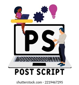 PS - Post Script  acronym. business concept background.  vector illustration concept with keywords and icons. lettering illustration with icons for web banner, flyer, landing