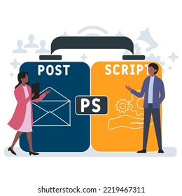 PS - Post Script  acronym. business concept background.  vector illustration concept with keywords and icons. lettering illustration with icons for web banner, flyer, landing