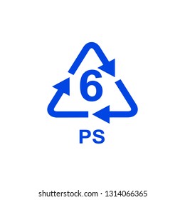 PS recycling icon. Vector illustrator