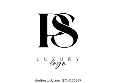 Logotipo de la tipografía del monograma de la letra de PS Serif para la identidad elegante de la marca de Premium
