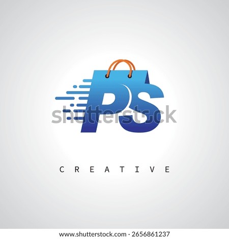 PS Shopping Monogram – Fast Delivery E-commerce Logo with Bag Icon and Digital Branding for Online Store, Retail and Logistic Identity
