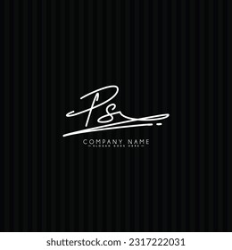 PS Simple Signature Logo - Handwritten Vector Template for P and S Logo