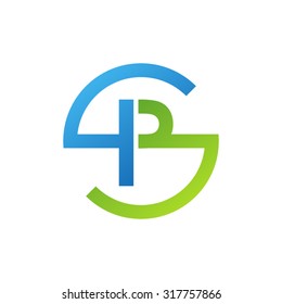 PS SP initial company circle S logo blue green