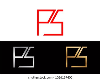 PS square shape red silver gold vector design