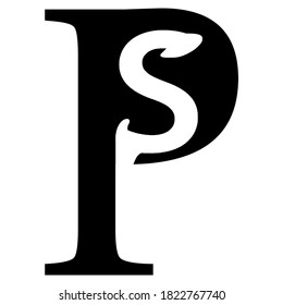 Ilustración del logotipo del vector PS - Tema blanco y negro