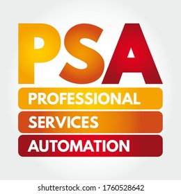 PSA - Professional Services Automation acronym, technology concept background