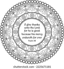 Psalm 118 beautiful coloring mandala