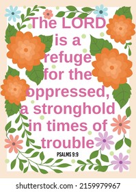 Psalm Quote with flowers illustration.