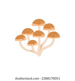 Psathyrella Piluliformis mushroom. Poisonous fungus. Vector cartoon illustration with texture isolated on the white background.