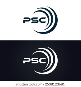 Logotipo do PSC. P S C design. Carta branca do PSC. PSC, P S C letra logotipo design. P S C letra logotipo design em OURO,