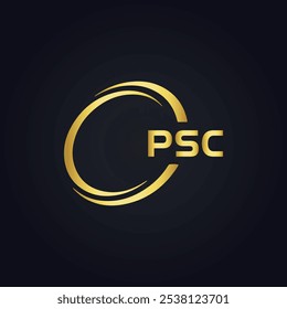 Logotipo do PSC. P S C design. Carta branca do PSC. PSC, P S C letra logotipo design. P S C letra logotipo design em OURO,