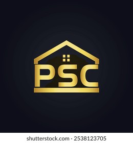 Logotipo do PSC. P S C design. Carta branca do PSC. PSC, P S C letra logotipo design. P S C letra logotipo design em OURO,