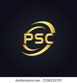 Logotipo do PSC. P S C design. Carta branca do PSC. PSC, P S C letra logotipo design. P S C letra logotipo design em OURO,