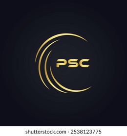 Logotipo do PSC. P S C design. Carta branca do PSC. PSC, P S C letra logotipo design. P S C letra logotipo design em OURO,