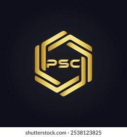 Logotipo do PSC. P S C design. Carta branca do PSC. PSC, P S C letra logotipo design. P S C letra logotipo design em OURO,