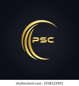 Logotipo do PSC. P S C design. Carta branca do PSC. PSC, P S C letra logotipo design. P S C letra logotipo design em OURO,