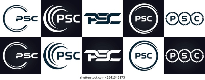 Logotipo do PSC. P S C design. Carta branca do PSC. PSC, P S C letra logotipo design. P S C letra logotipo design em OURO,