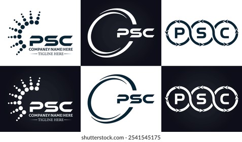 Logotipo do PSC. P S C design. Carta branca do PSC. PSC, P S C letra logotipo design. P S C letra logotipo design em OURO,