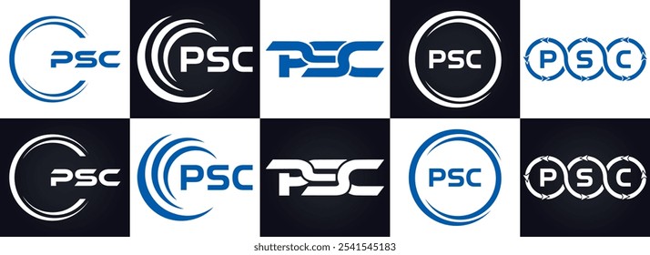 Logotipo do PSC. P S C design. Carta branca do PSC. PSC, P S C letra logotipo design. P S C letra logotipo design em OURO,