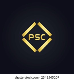 Logotipo do PSC. P S C design. Carta branca do PSC. PSC, P S C letra logotipo design. P S C letra logotipo design em OURO,