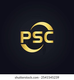 Logotipo do PSC. P S C design. Carta branca do PSC. PSC, P S C letra logotipo design. P S C letra logotipo design em OURO,