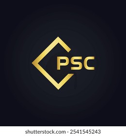 Logotipo do PSC. P S C design. Carta branca do PSC. PSC, P S C letra logotipo design. P S C letra logotipo design em OURO,