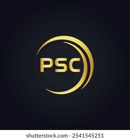 Logotipo do PSC. P S C design. Carta branca do PSC. PSC, P S C letra logotipo design. P S C letra logotipo design em OURO,