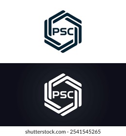 Logotipo do PSC. P S C design. Carta branca do PSC. PSC, P S C letra logotipo design. P S C letra logotipo design em OURO,