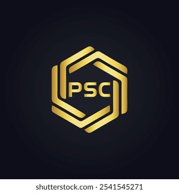 Logotipo do PSC. P S C design. Carta branca do PSC. PSC, P S C letra logotipo design. P S C letra logotipo design em OURO,