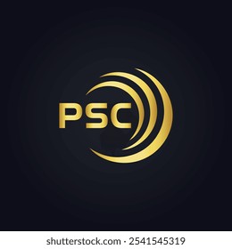 Logotipo do PSC. P S C design. Carta branca do PSC. PSC, P S C letra logotipo design. P S C letra logotipo design em OURO,