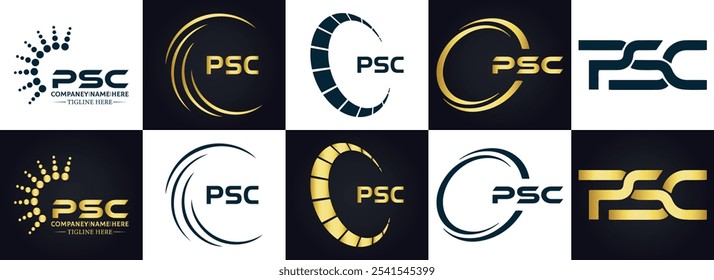 Logotipo do PSC. P S C design. Carta branca do PSC. PSC, P S C letra logotipo design. P S C letra logotipo design em OURO,