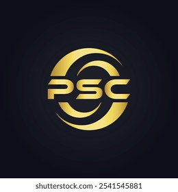 Logotipo do PSC. P S C design. Carta branca do PSC. PSC, P S C letra logotipo design. P S C letra logotipo design em OURO,