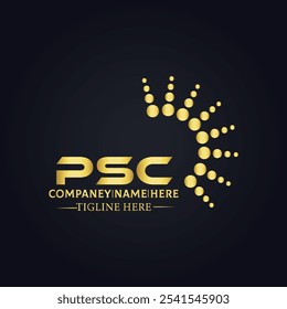 Logotipo do PSC. P S C design. Carta branca do PSC. PSC, P S C letra logotipo design. P S C letra logotipo design em OURO,