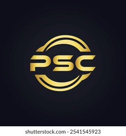 Logotipo do PSC. P S C design. Carta branca do PSC. PSC, P S C letra logotipo design. P S C letra logotipo design em OURO,