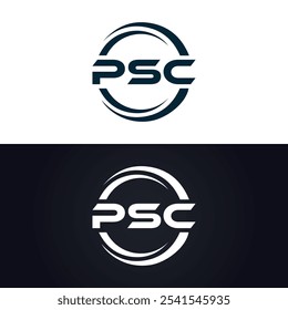 PSC logo. P S C design. White PSC letter. PSC, P S C letter logo design. P S C letter logo design in GOLD,