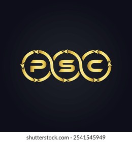 Logotipo do PSC. P S C design. Carta branca do PSC. PSC, P S C letra logotipo design. P S C letra logotipo design em OURO,