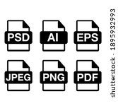 psd, ai, eps, jpeg, png, pdf file icons on simple white background.